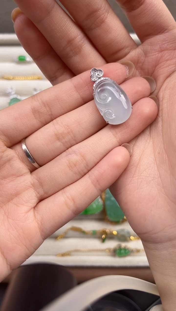吊坠(不含链)18K金镶嵌翡翠翠小二缅甸翡翠严选HX