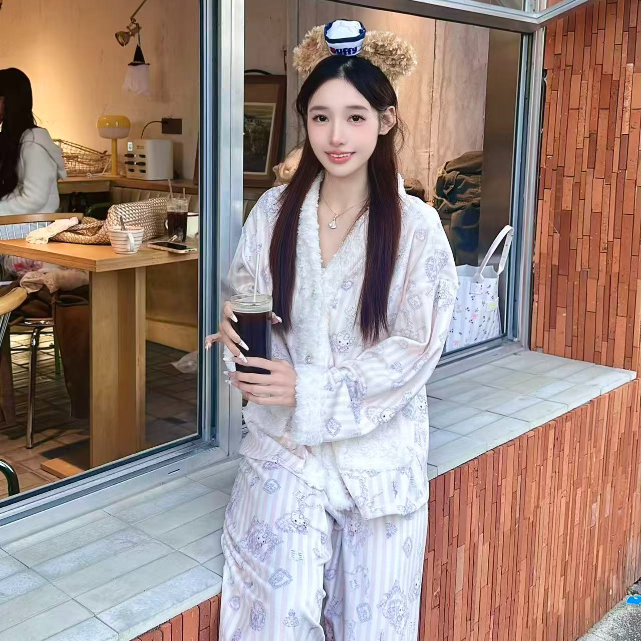 【可爱KT】2025可外穿家居服套装睡衣四件套