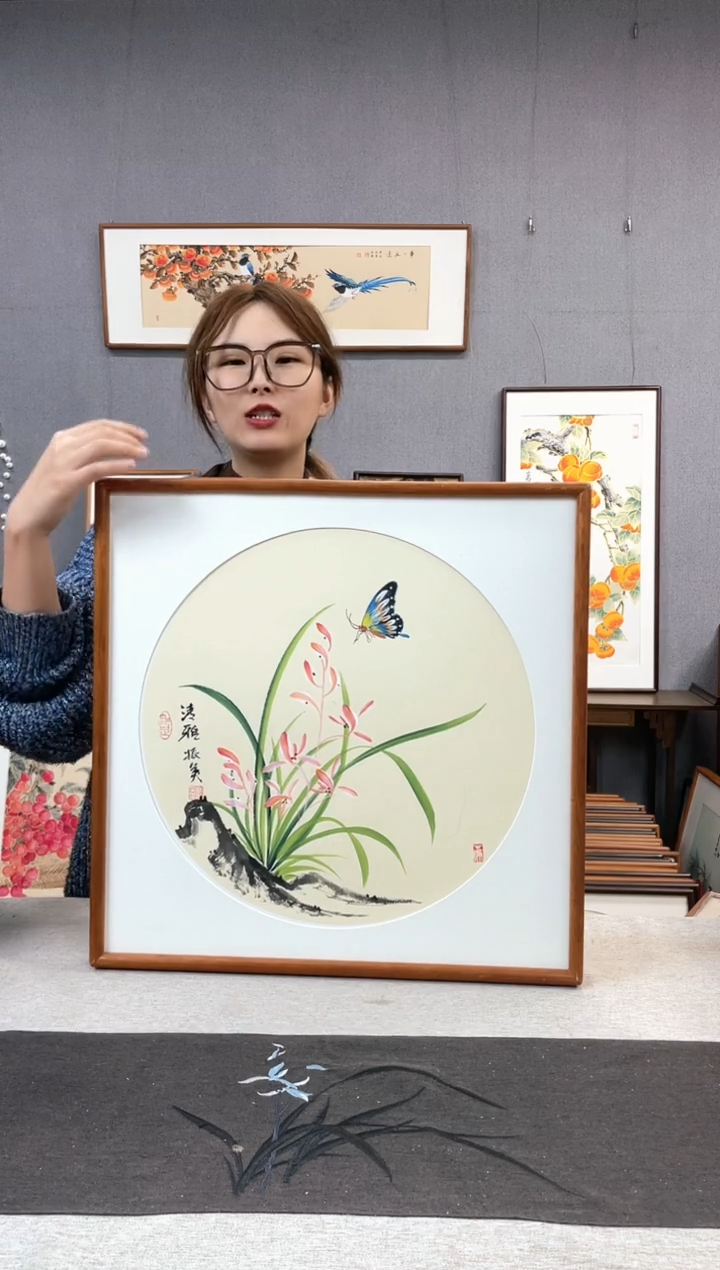 【闪购商品】国画手写手绘带框作品-52*52-高振英