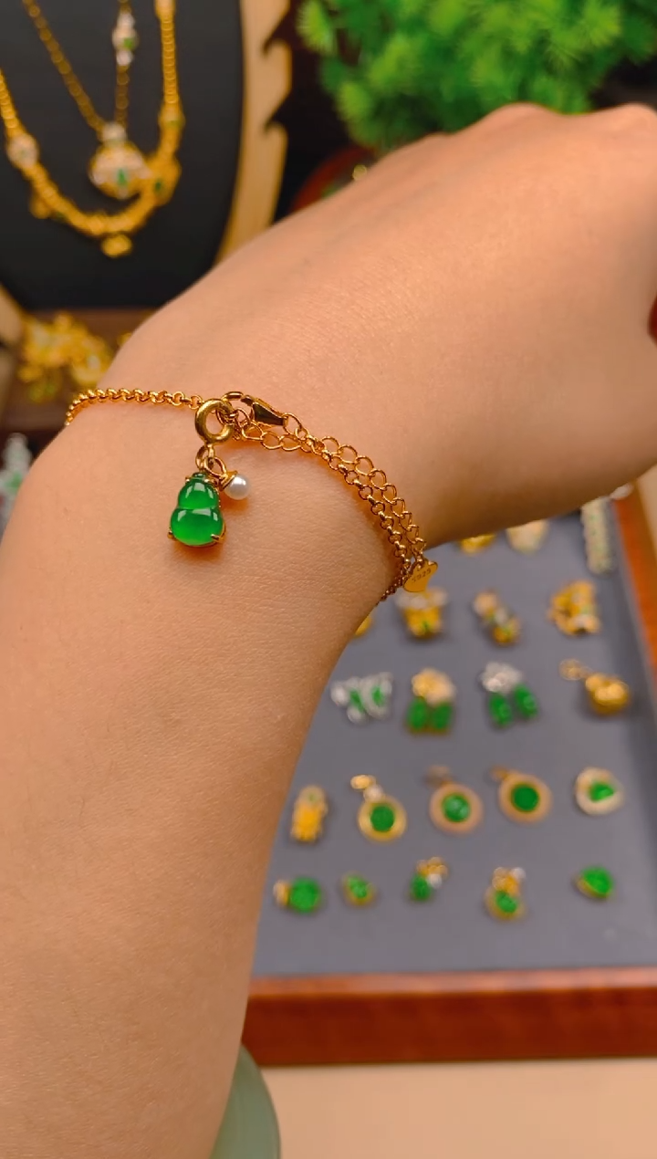 翡翠银S925镶嵌吊坠(不含链)葫芦万能扣