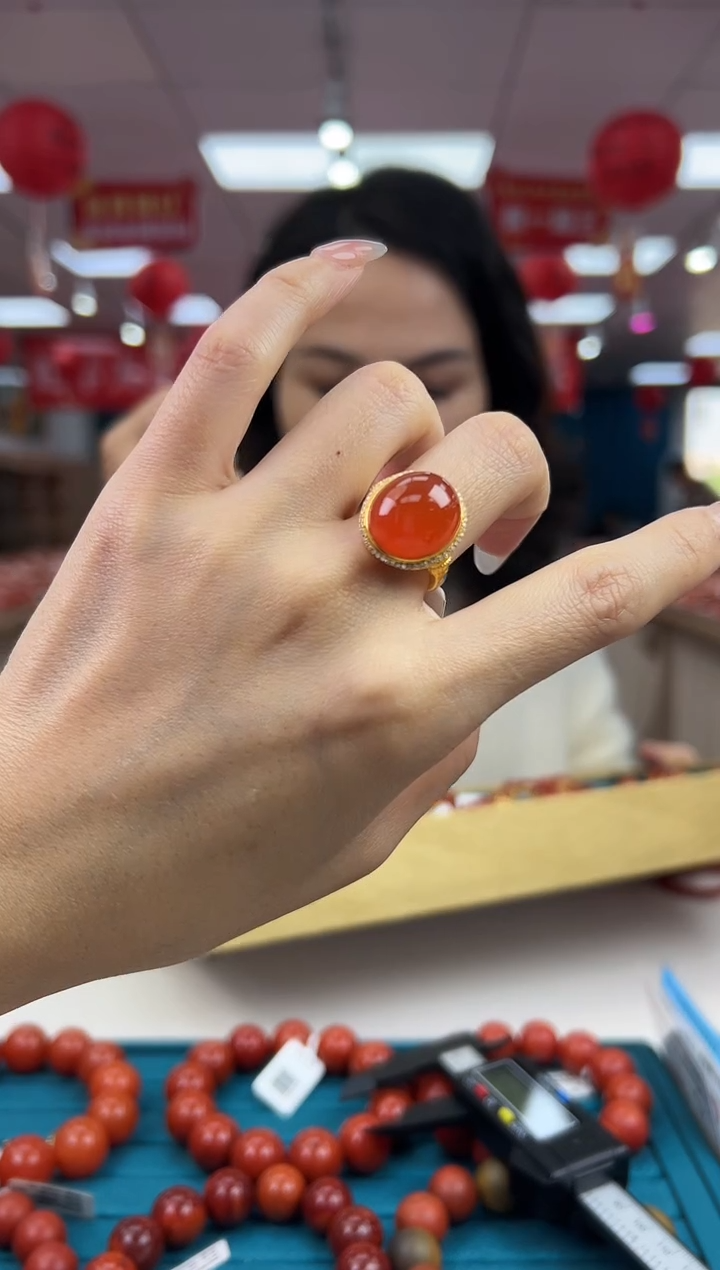 【闪购商品】南红玛瑙戒指18K金镶嵌1.16-（多样式）