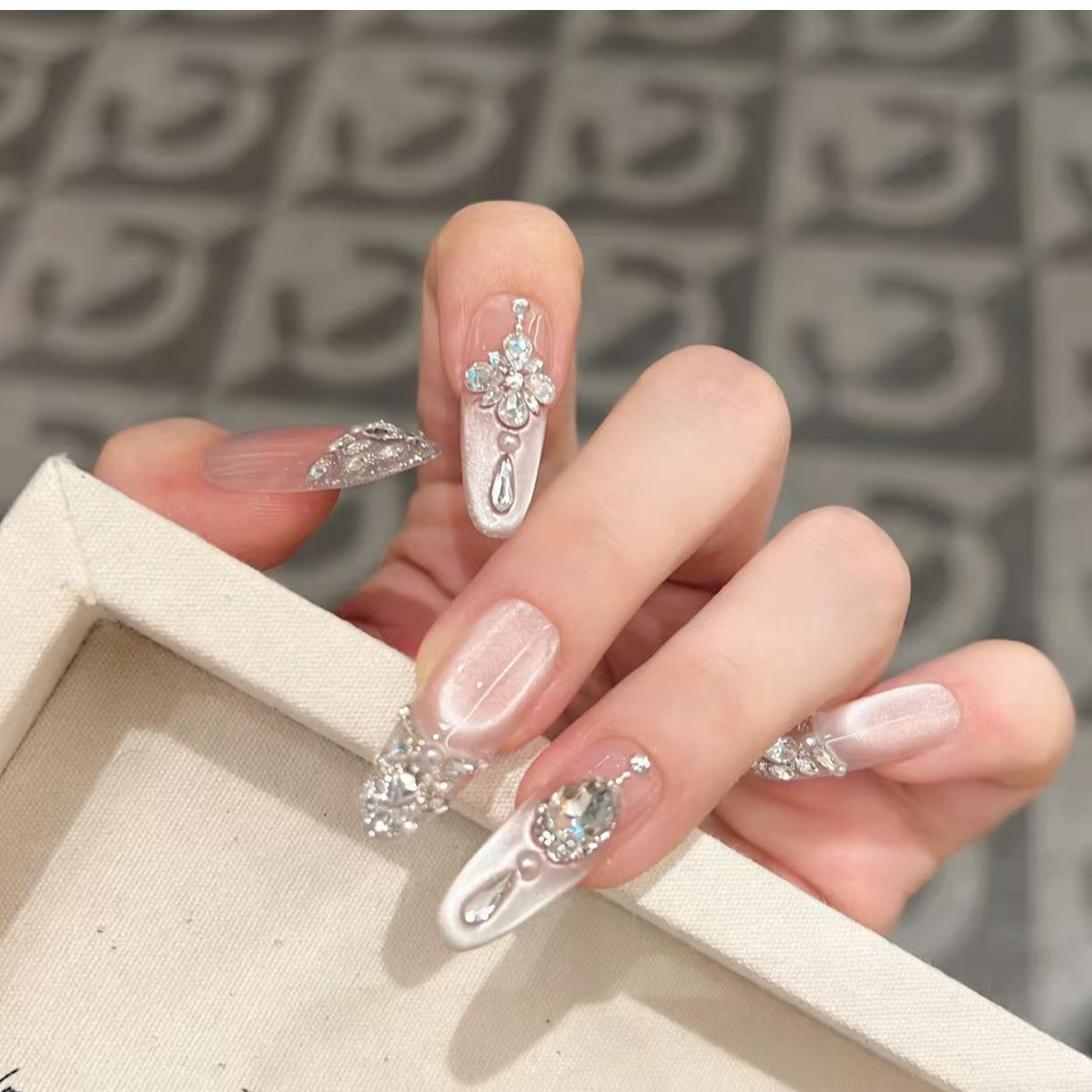 【维纳斯银沙】纯手工腮红气质猫眼可拆卸穿戴式美甲