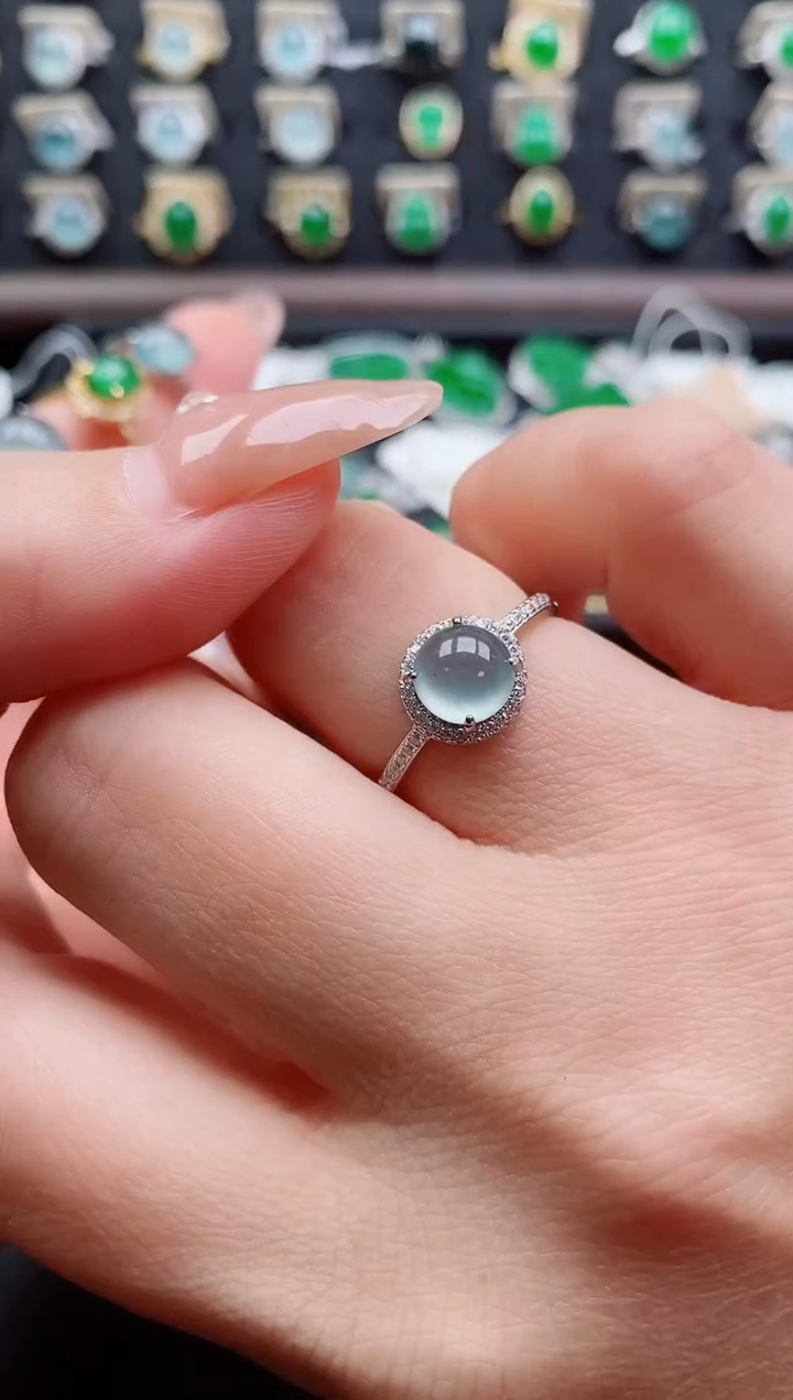 银S925镶嵌戒指翡翠1