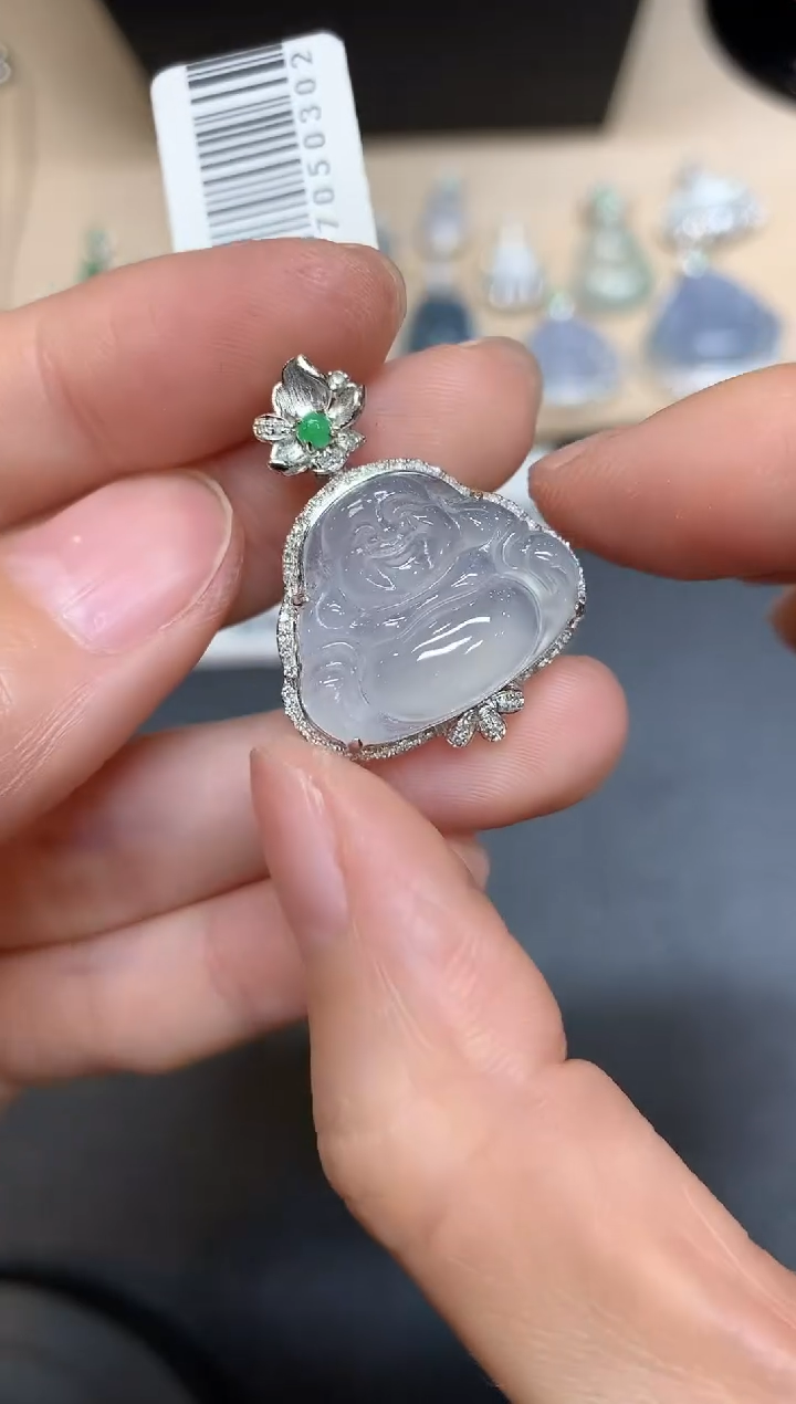 【闪购商品】翡翠吊坠(不含链)18K金镶嵌佛公【无服务费