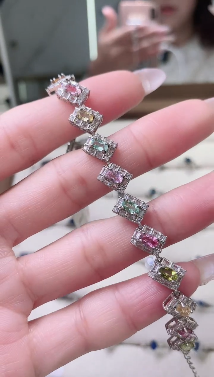 【闪购商品】碧玺手链银S925镶嵌98-9  