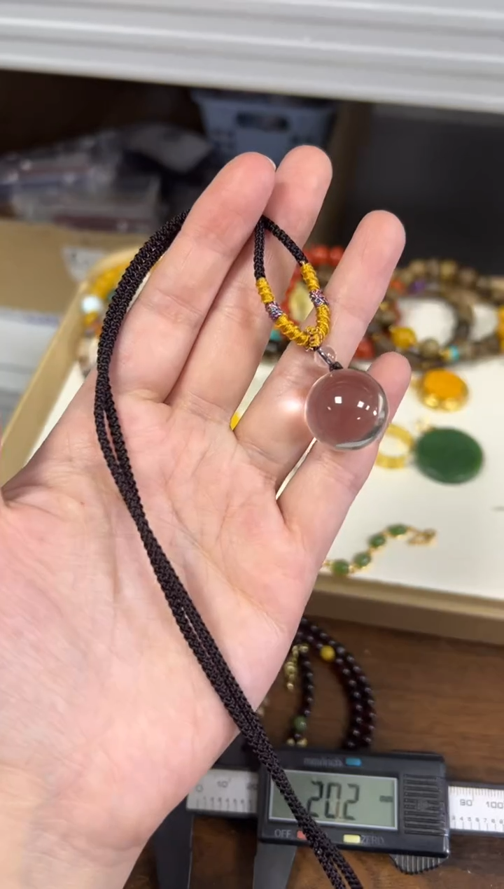 项链未镶嵌水晶孤品白水晶圆珠大球编制项链[52]