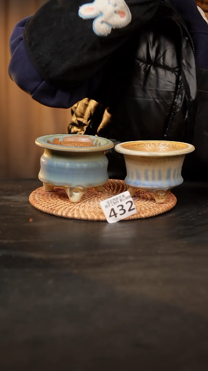 【闪购商品】瓷片432泥泥手工花盆口7-8高7-8