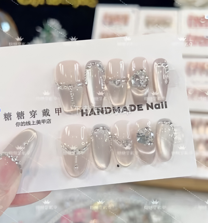 【苍山赴雪】时尚清新纯欲高级感成品美甲穿戴式手工穿戴甲