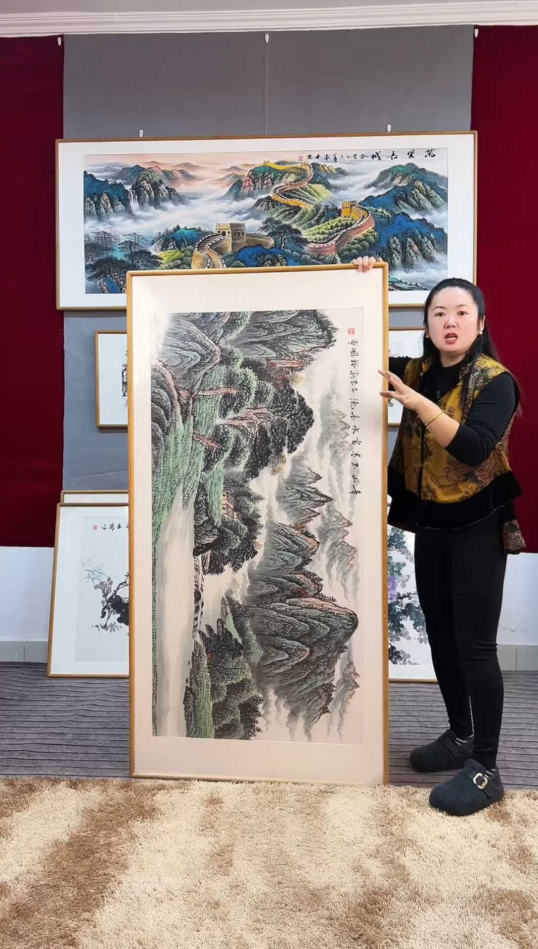 国画手绘山水162*82尺寸