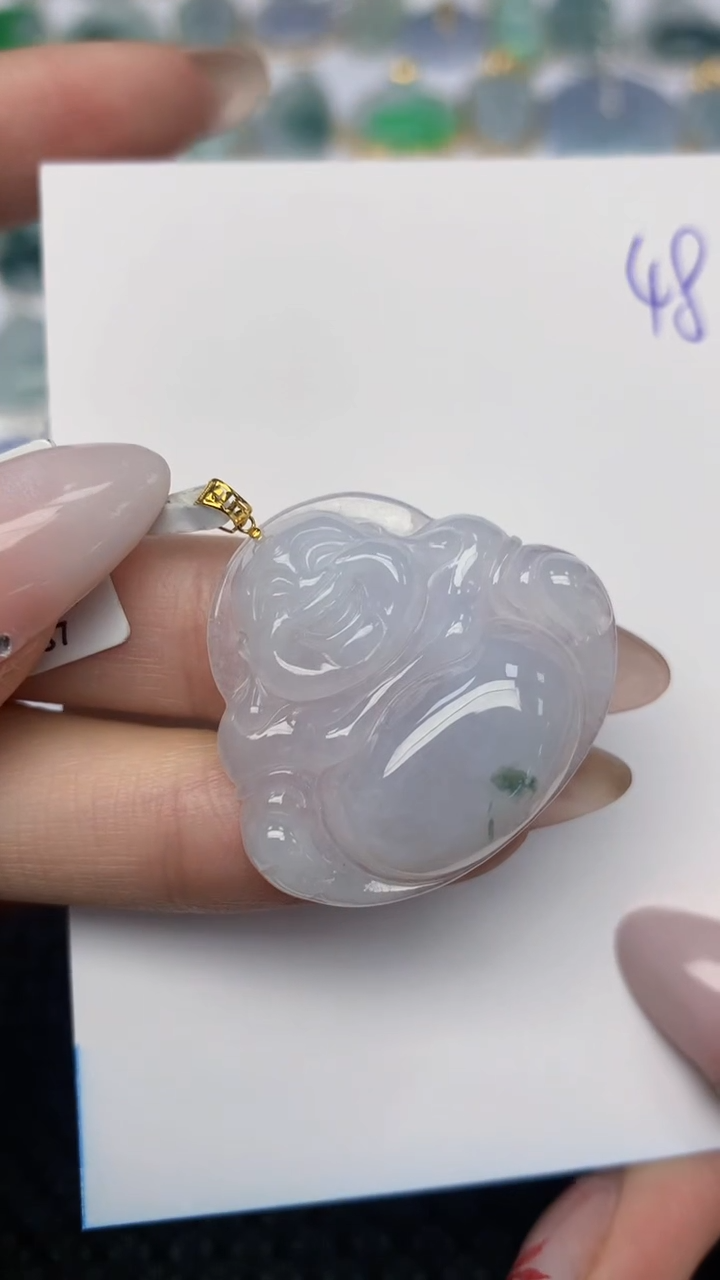 【闪购商品】翡翠颈饰18K金镶嵌天然翡翠A货 48