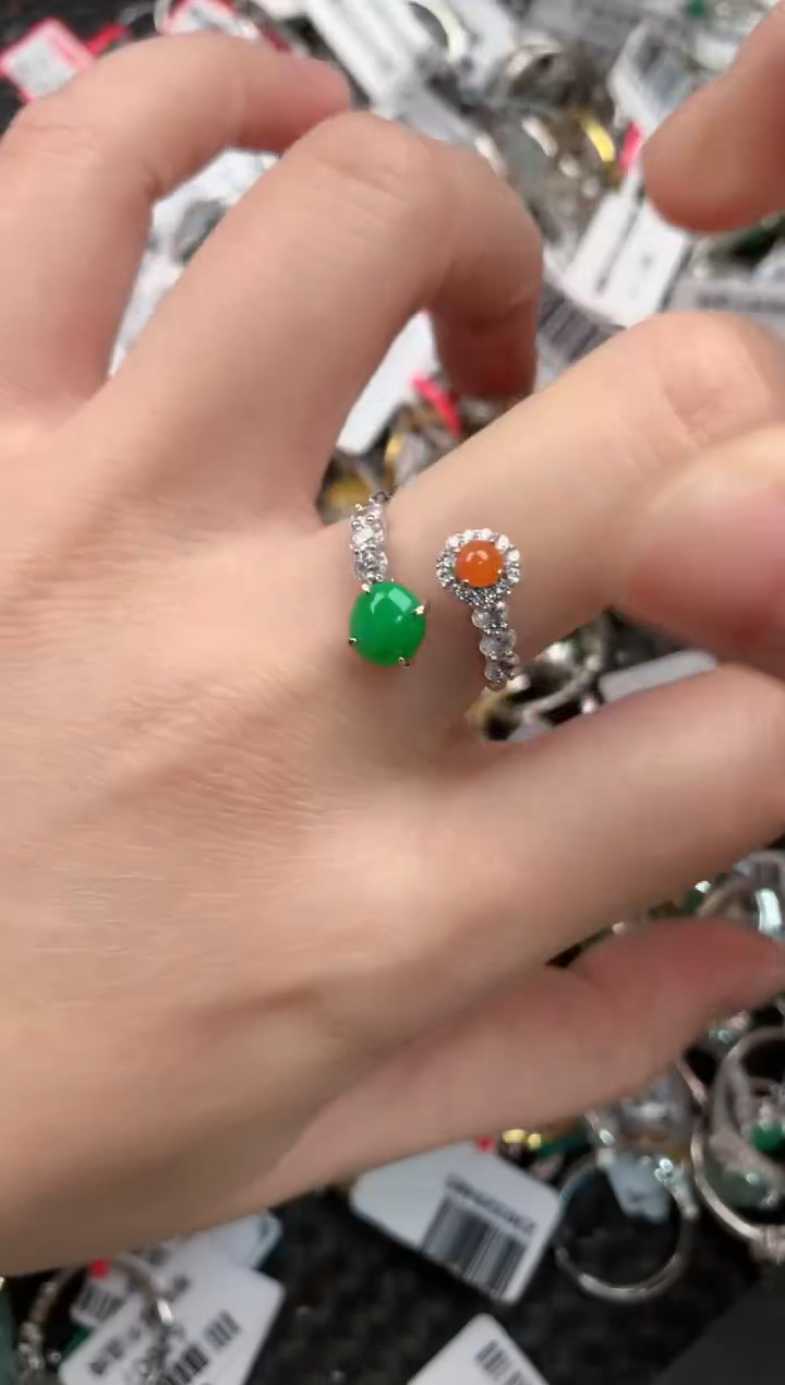 银S925镶嵌戒指翡翠66---3