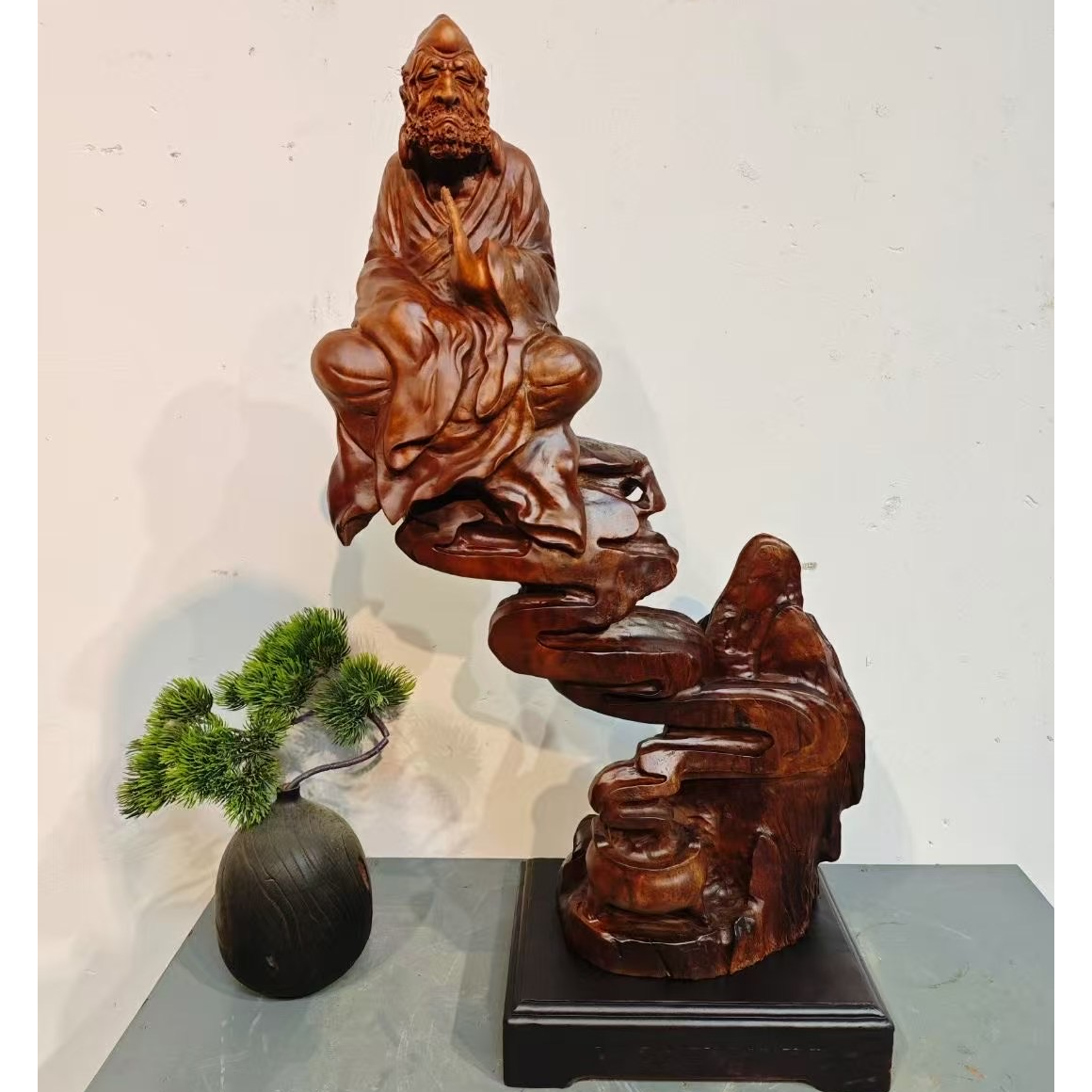 「新品福利」非洲楠木《达摩悟道》禅意空间茶室家居装饰品