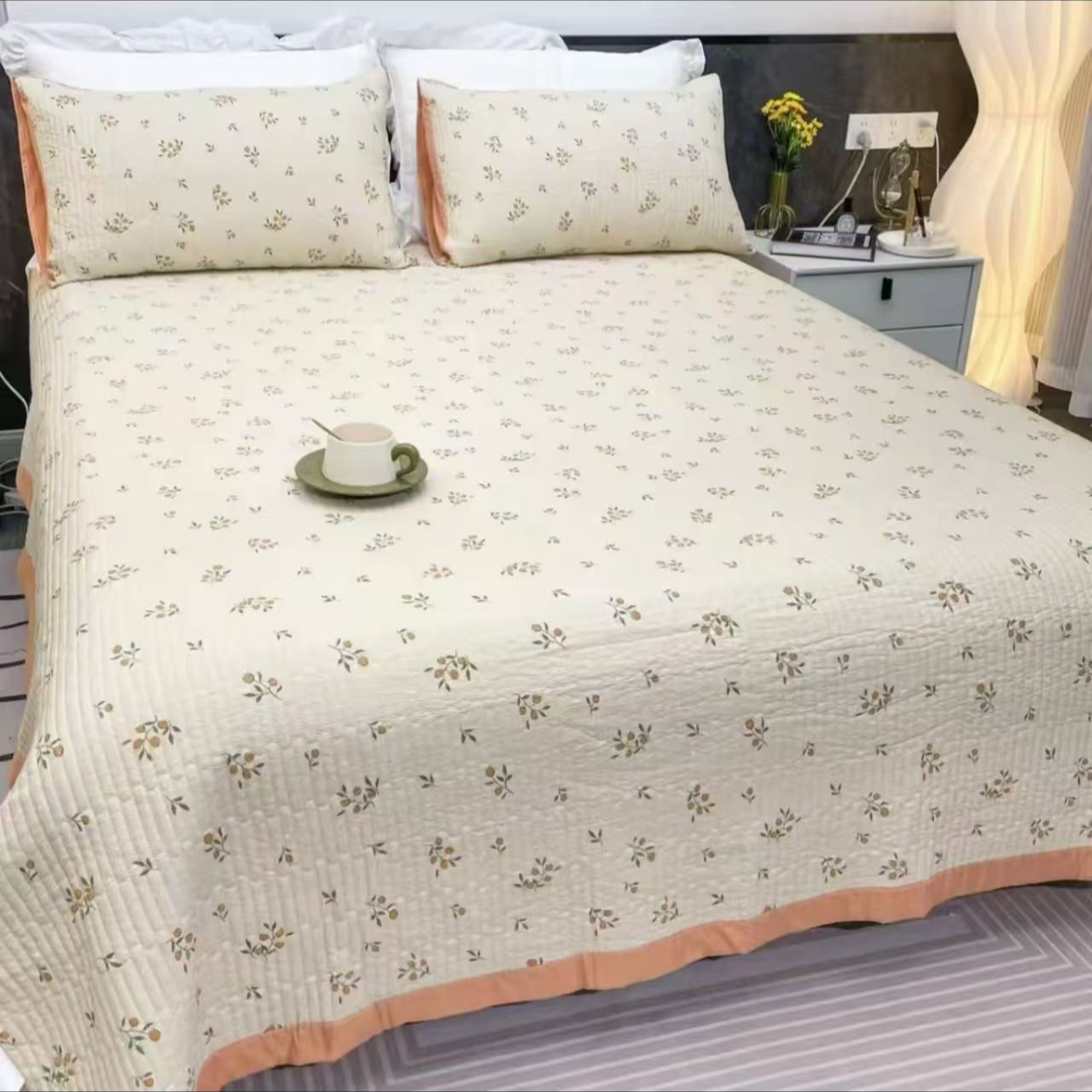 （四季床盖1.5米*2米）四季加厚双层夹棉防滑可机洗水洗±5公分