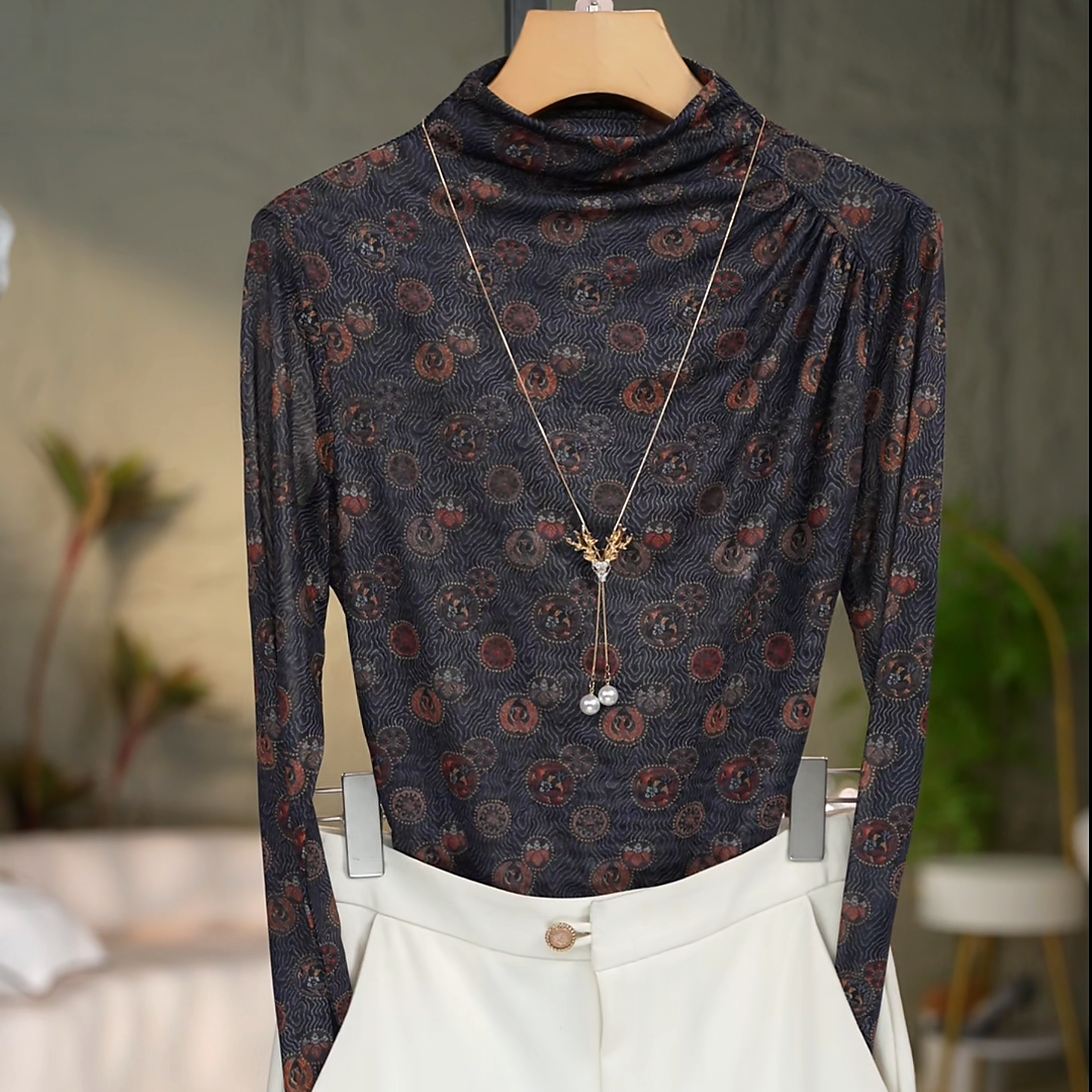 042#高贵上档次小衫2025新款潮流气质时尚显瘦网纱打底衫上衣