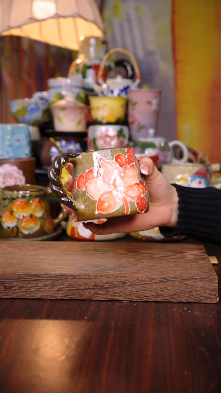 杯子陶泥垚手作 景德镇手工手绘陶瓷器物