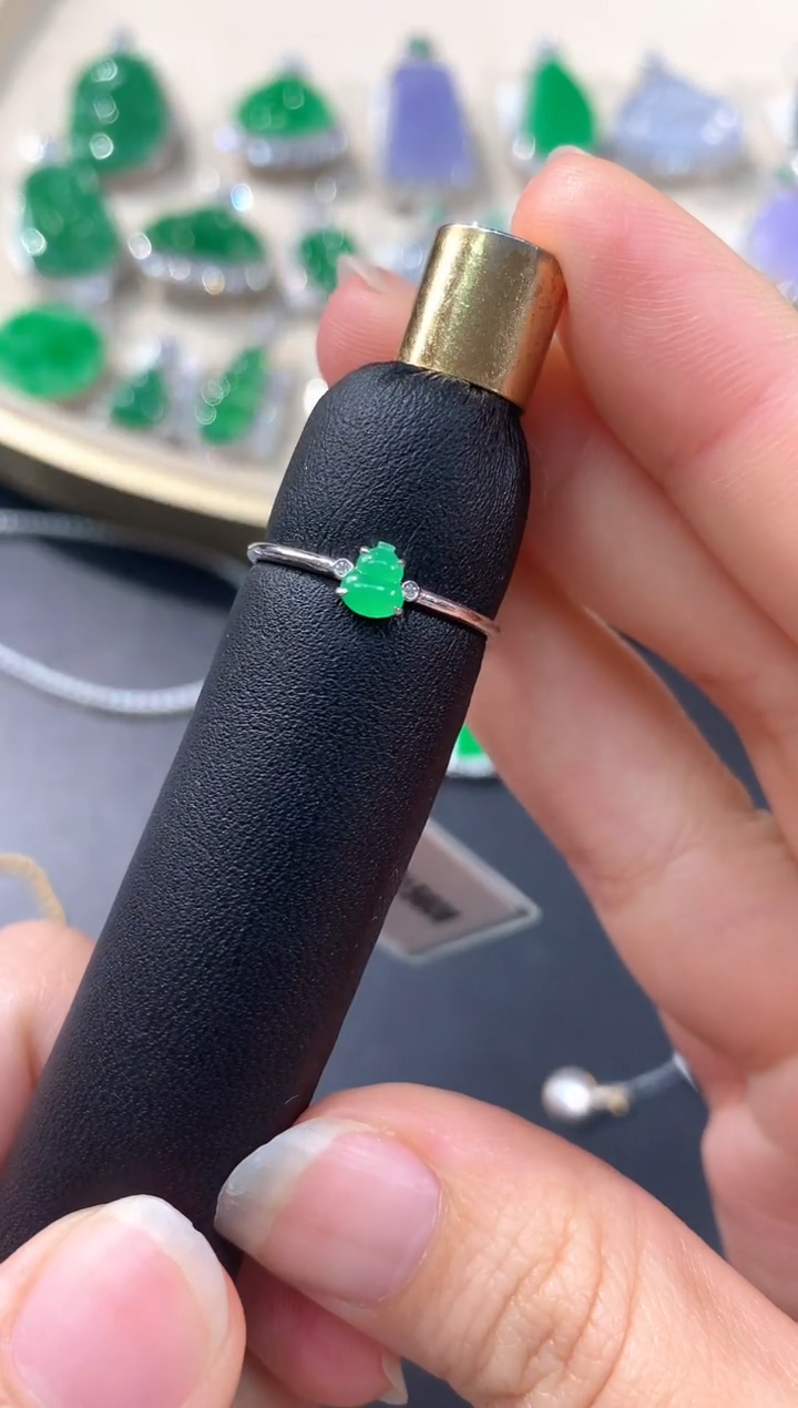 翡翠戒指18K金镶嵌A07|1280