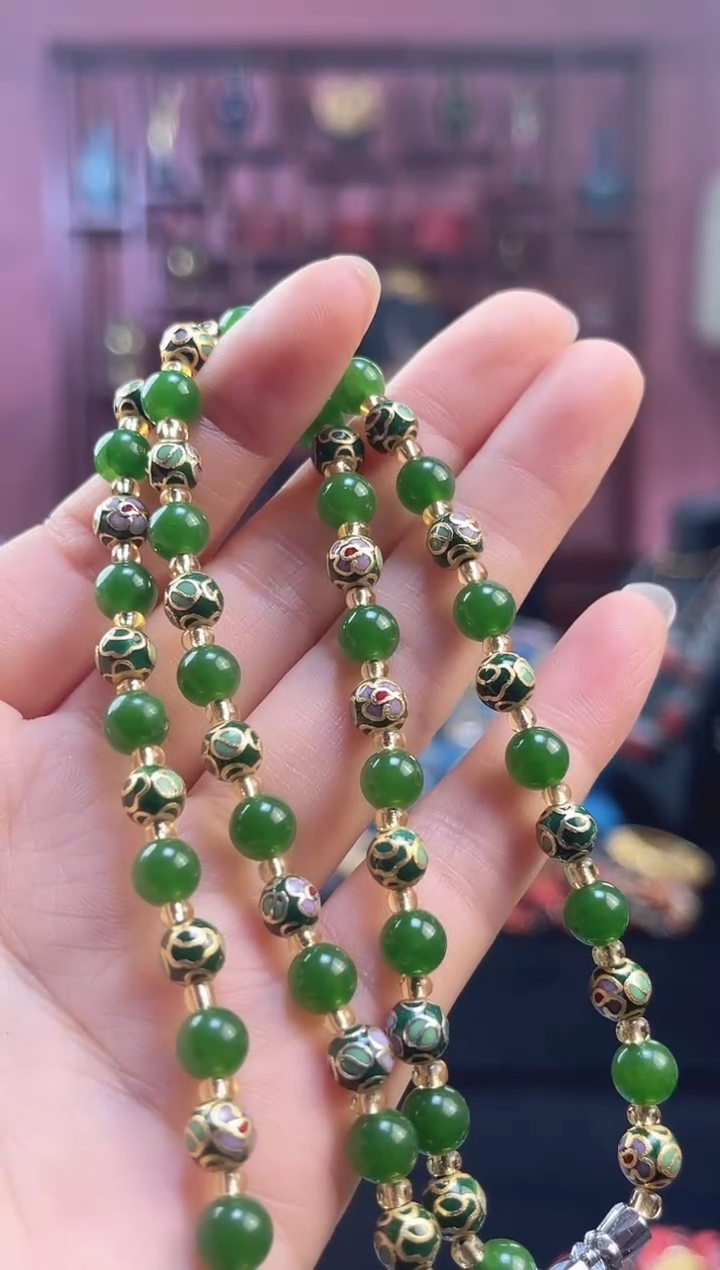 非遗 景泰蓝项链 0.6 绿色