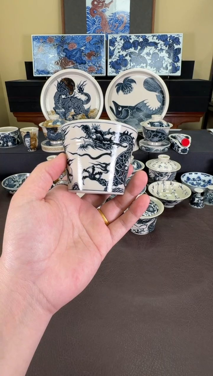 【闪购商品】二号釉1351龙纹冰桶杯