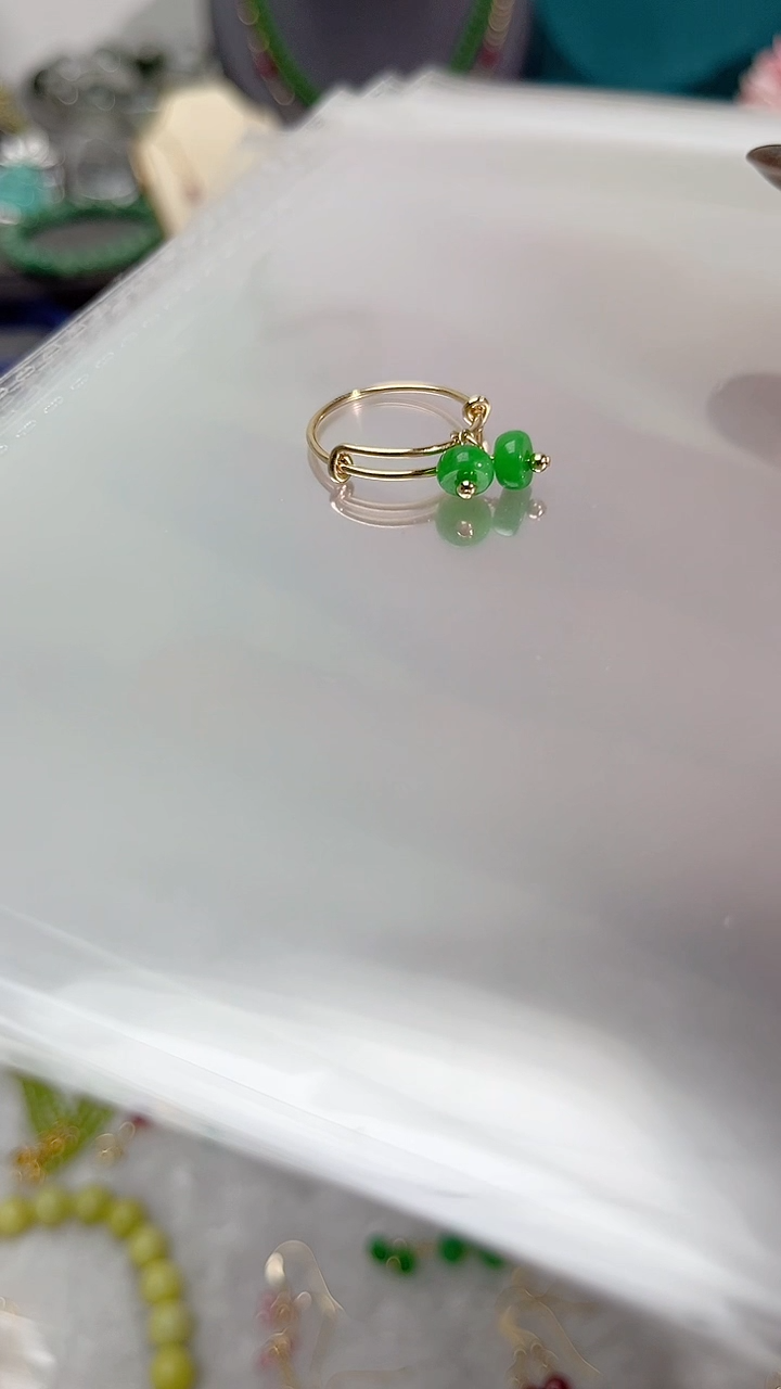 【闪购商品】翡翠戒指14K金镶嵌抽拉69