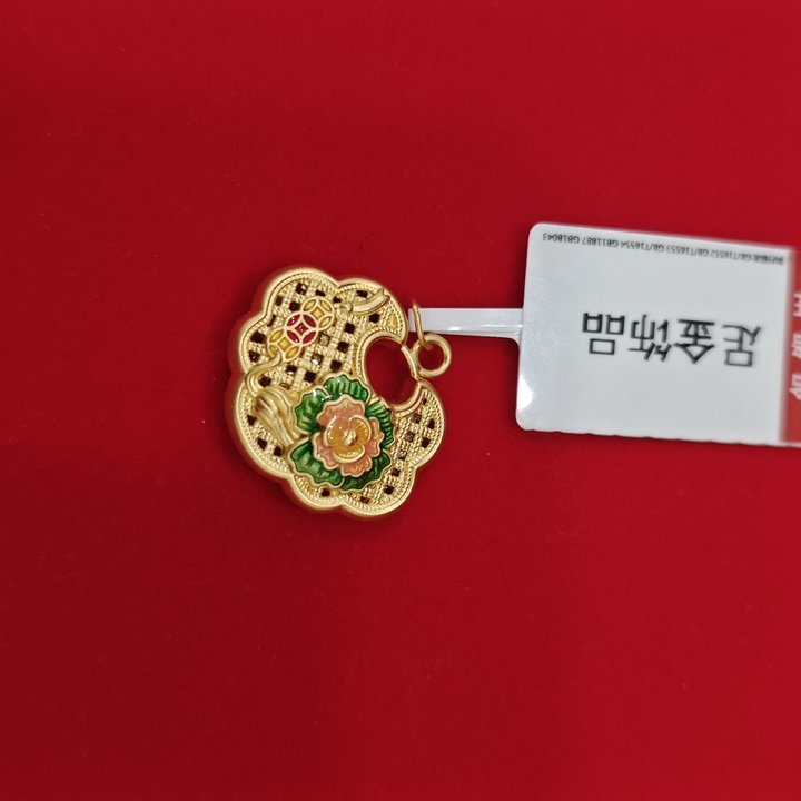 【莹莹专享】足金999投资金 福字莲花钱币锁包 GP 1.22纳金添福
