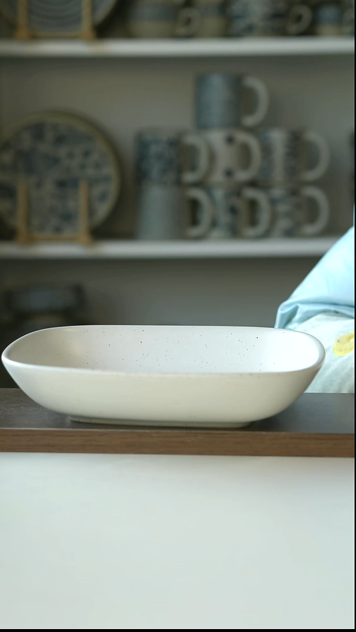 陶北欧风香草白主菜深盘21cm@4-2@微瑕