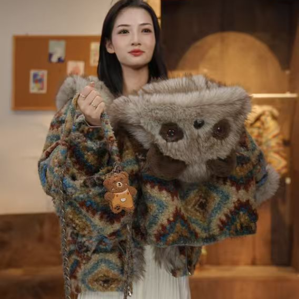 【帕泡Papaoo】2025新冬款男女童洋气时尚外套亲子装毛毛衣外套