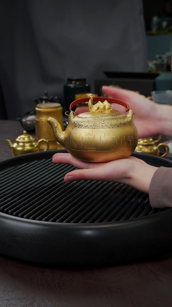 【闪购商品】杯【宜景窑紫砂鎏金】沙漠骆驼金壶