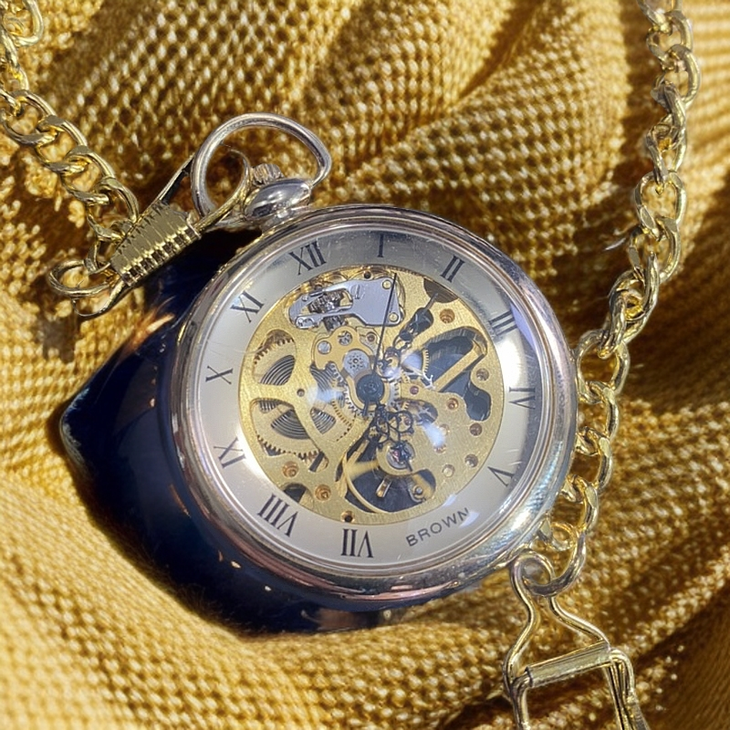 1019全透数字罗马字面圆形外壳机械怀表