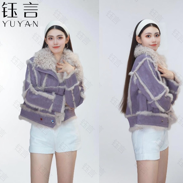 【蔷薇】秋冬时尚韩版百搭短款气质轻奢皮毛一体显瘦外套30198