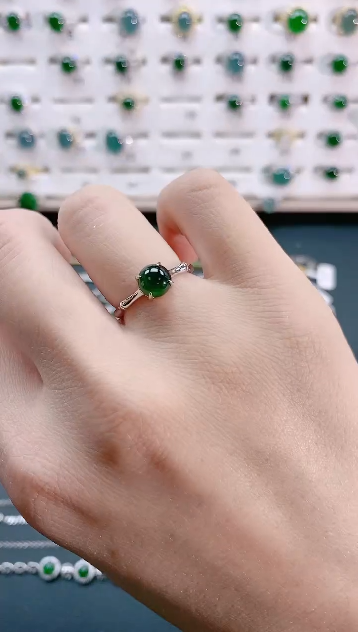 【闪购商品】翡翠戒指银S925镶嵌天然翡翠