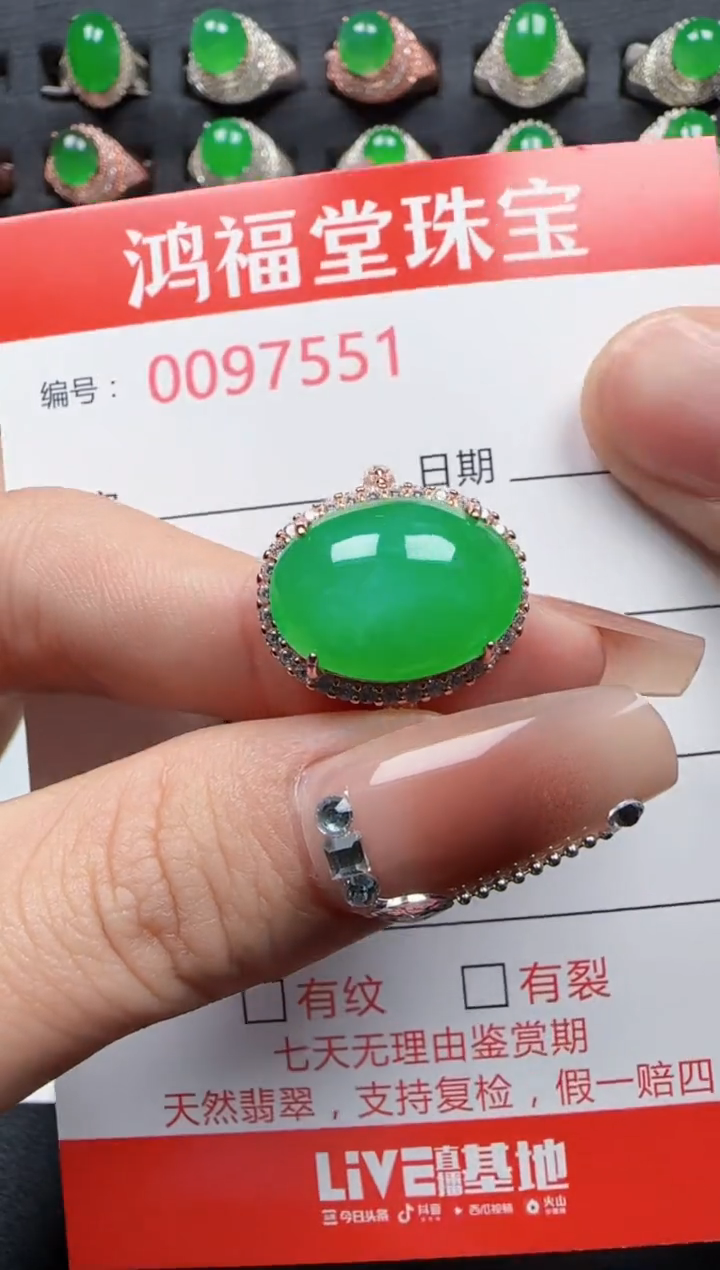 【闪购商品】翡翠戒指银S925镶嵌7551