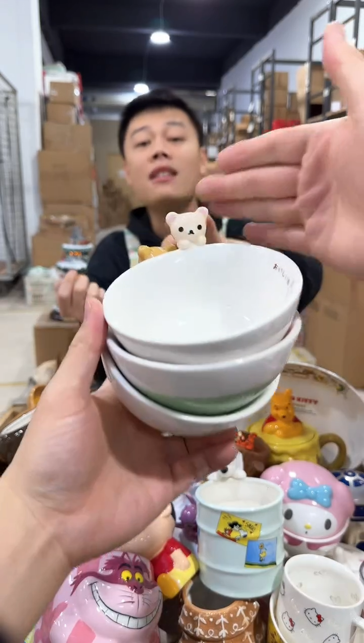 瓷片轻松熊公仔碗3件套 瑕疵不退换