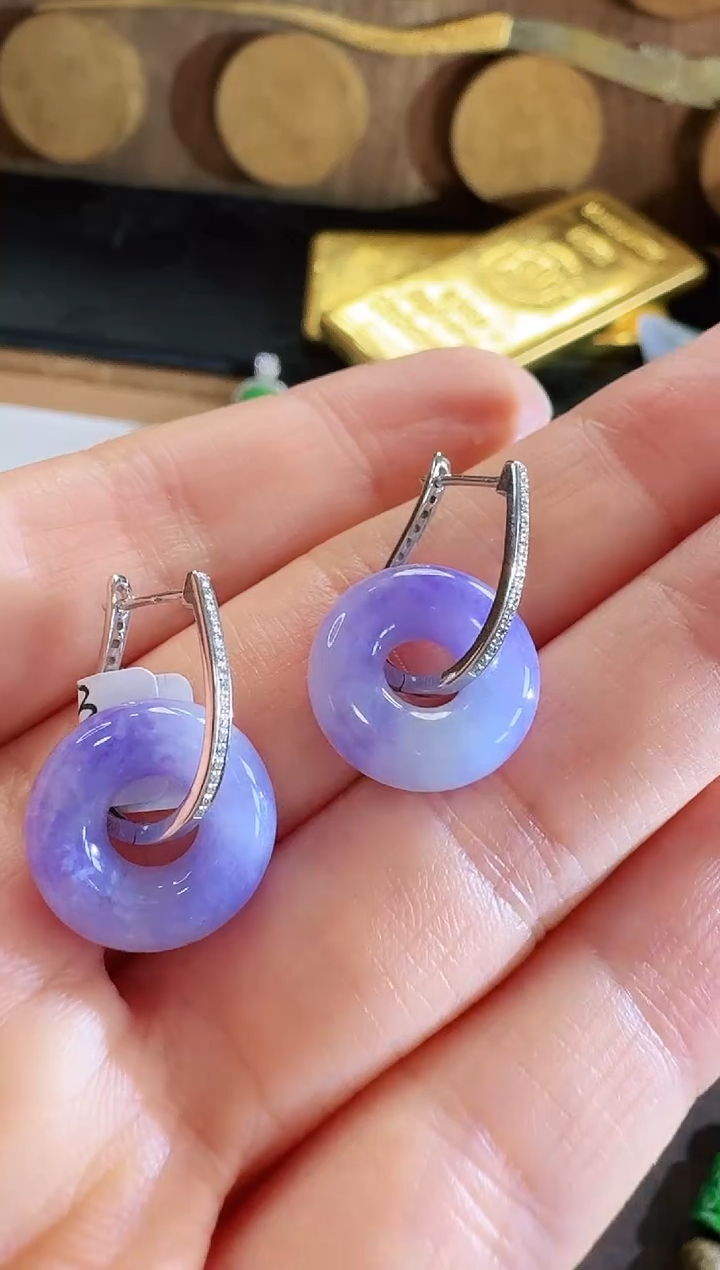 翡翠18K金镶嵌耳饰耳饰