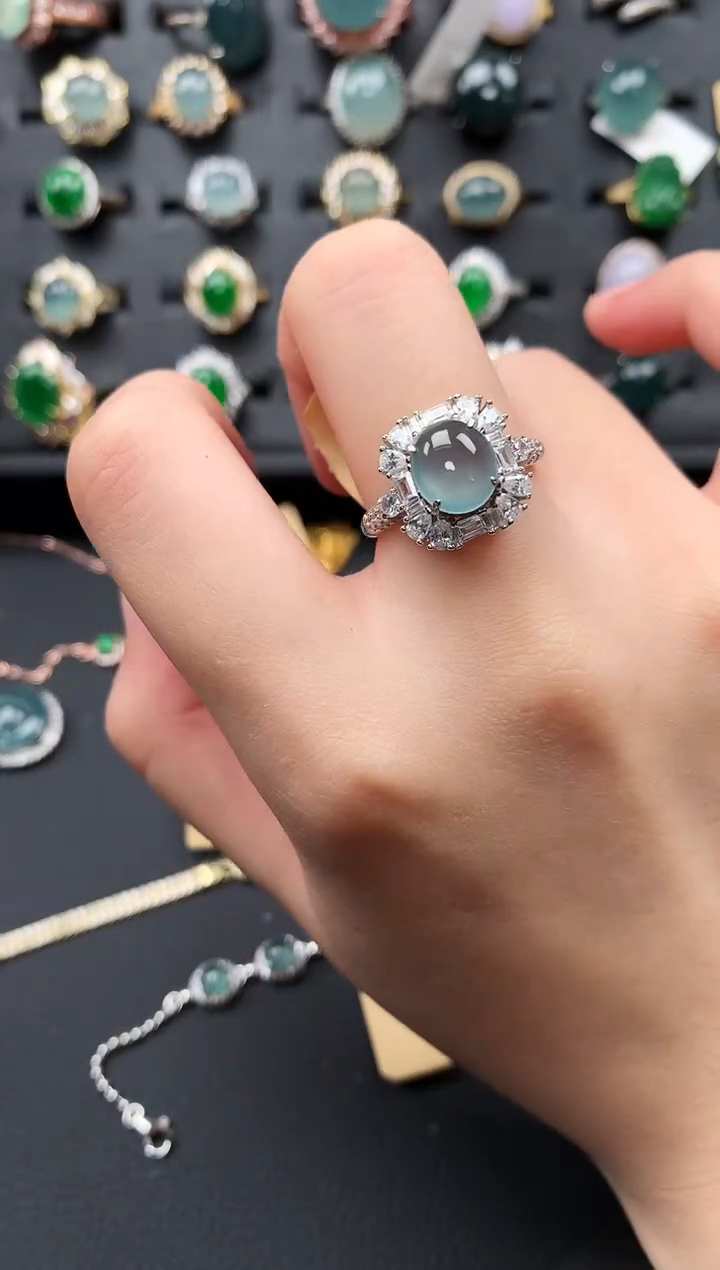 【闪购商品】翡翠戒指银S925镶嵌365346543