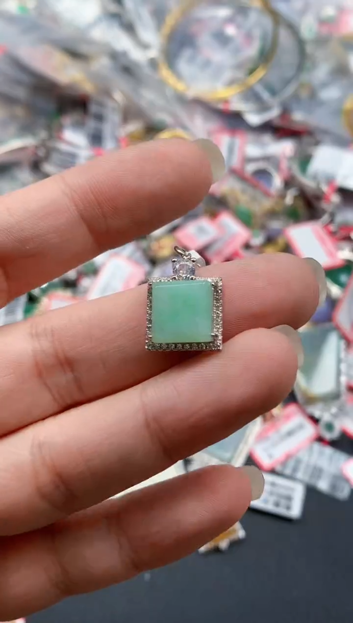 银S925镶嵌戒指翡翠天然A货缅甸翡翠