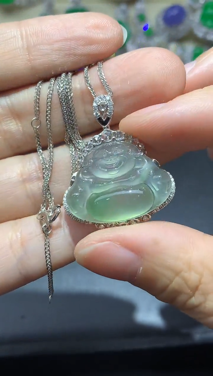 颈饰18K金镶嵌翡翠632-中国好珍宝