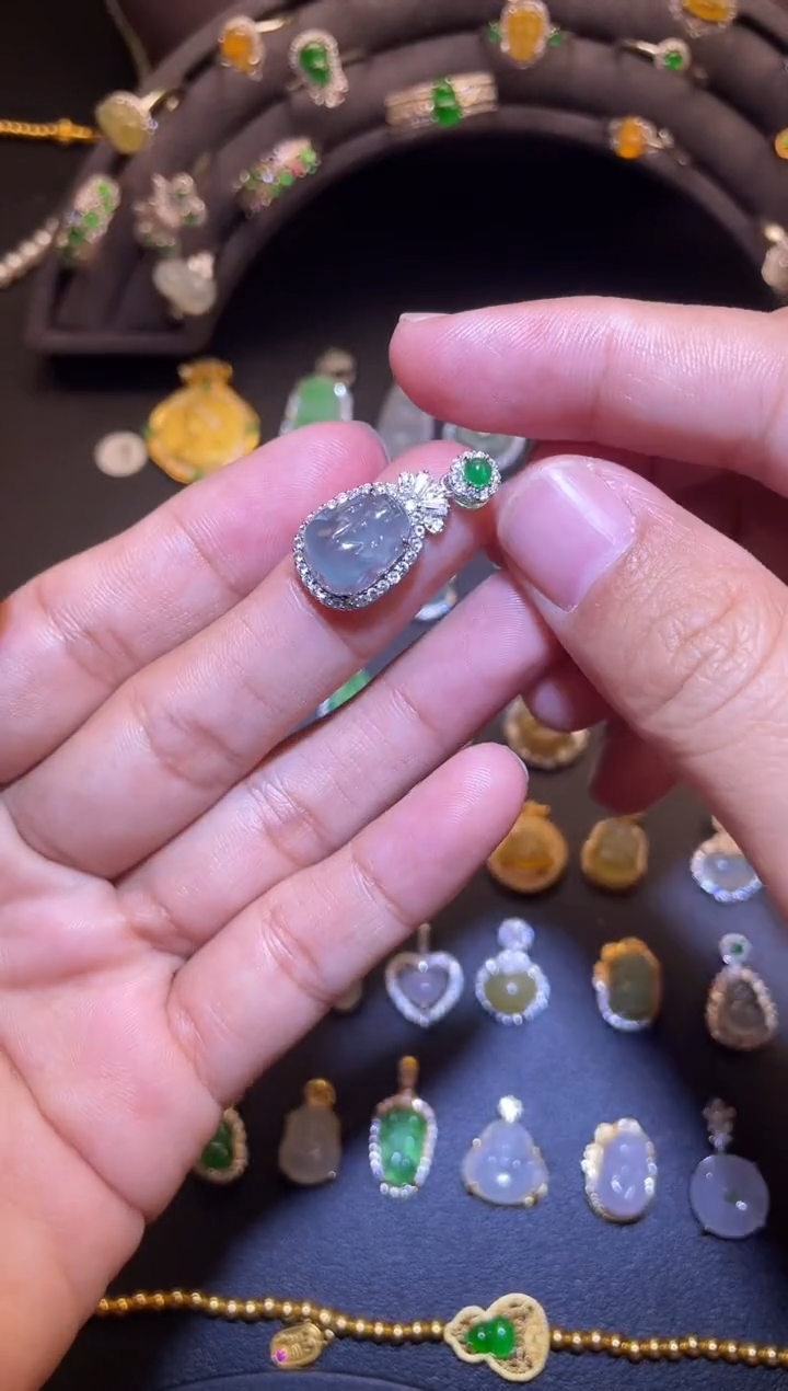 吊坠(不含链)银S925镶嵌翡翠1