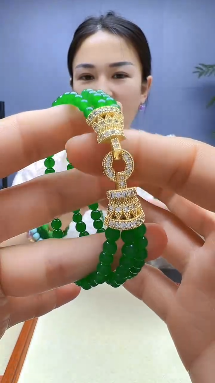 翡翠14K金镶嵌颈饰三生三世手链