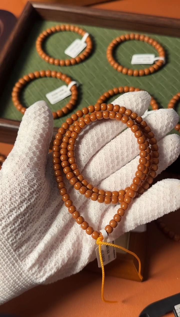 手串橄榄核【168核尖】5.7mm老挝一代核尖老型108 三花面无白