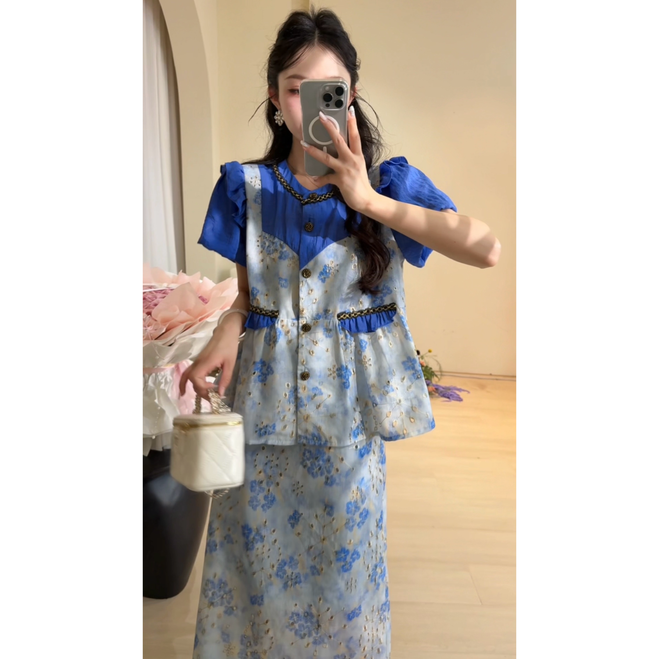 温温 蓝梦岛套装 欧若风 夏款上新小众炸街高级感女装