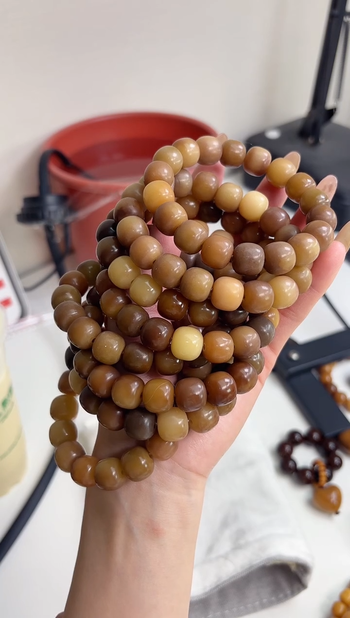 手串菩提根/象牙果c66翠谷幽兰干磨桶珠11*12mm手串瑕疵不补随机