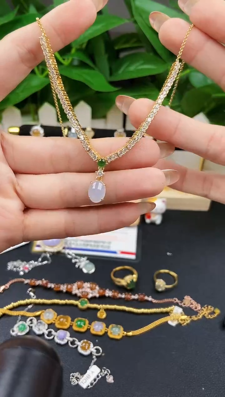 颈饰银S925镶嵌翡翠12