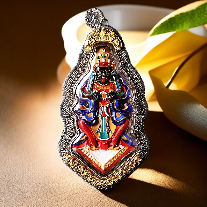 扎基拉姆立体藏银擦擦纯手工手绘唐卡随身擦擦嘎乌盒吊坠唐卡吊坠