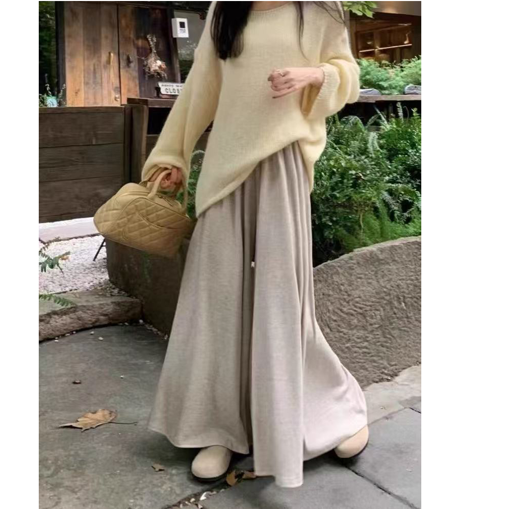 【大阔腿裙裤】秋季新款慵懒风针织百搭宽松显瘦糯米裙裤