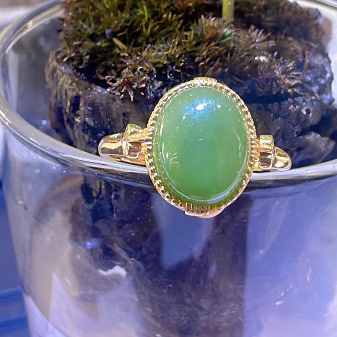 “兮兮”和田碧玉戒指/s925银