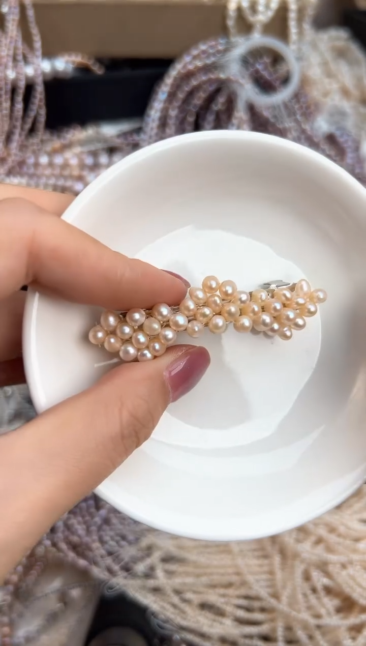 未镶嵌23淡水珍珠言**艳珍珠发夹