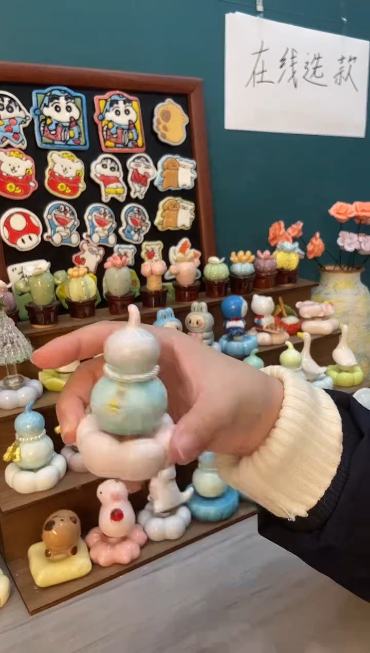 摆件陶粉色葫芦景德镇陶瓷摆件1个装
