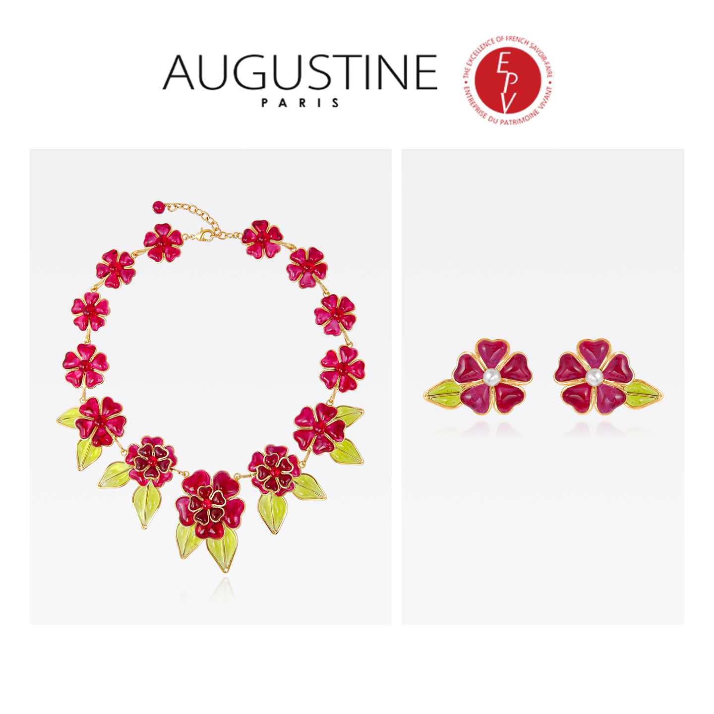 铜合金耳饰 AZLOOK【法国进口】AUGUSTINE 奥古斯汀山茶花系列套装