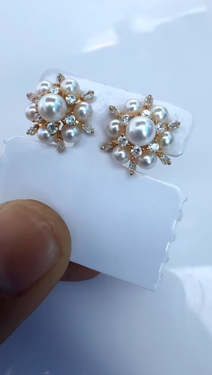 【闪购商品】海水珍珠耳饰银S925镶嵌耳钉