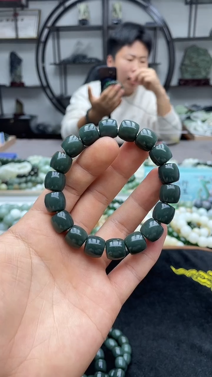 未镶嵌手串和田玉纯天然新疆且末蓝调12直切